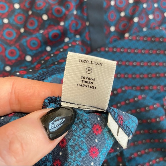 Ann Taylor Floral Shirt Dress, Long Sleeve, Mandarin Collar, Navy, Women's US 8 - Picture 8 of 8